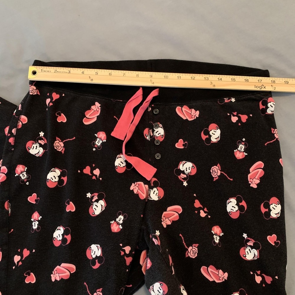 Disney Minnie Mouse Pajama Set Womens 2 Black Pink Tank Top Shorts Sleepwear - Picture 3 of 10